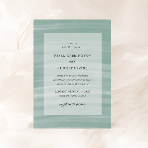 Coastal Chic Mute Green Elegant Hochzeit Einladung