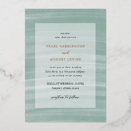 Coastal Chic Mute Green Elegant Hochzeit Folieneinladung