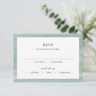 Coastal Chic Mute Green Elegant Hochzeit RSVP Karte