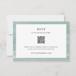 Coastal Chic Mute Green QR Code Elegante Hochzeit RSVP Karte