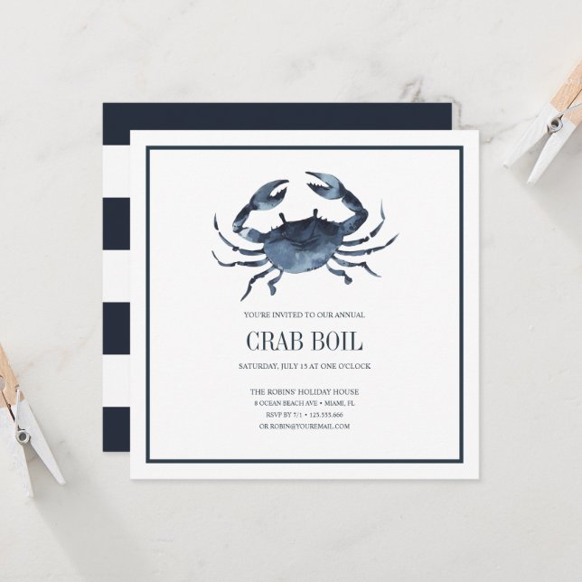 Coastal Chic Navy Crab Fest Meeresfrüchte Boil Par (Vorderseite/Rückseite Beispiel)