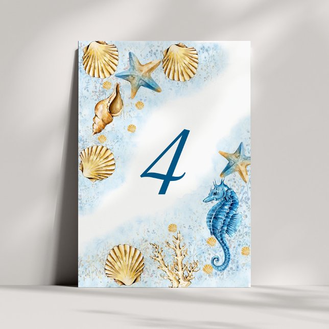 Coastal Chic | Party des modernen Korallenriffs Tischnummer (Von Creator hochgeladen)