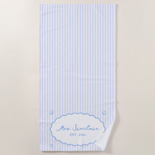 Coastal Chic Personalisiert Blue Honeymoon Mrs. Strandtuch