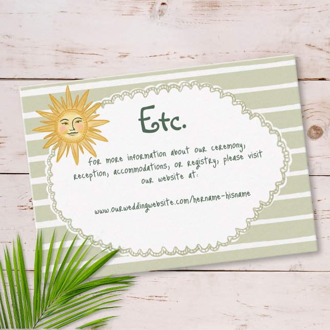 Coastal Chic Sun Palm Tree Wedding Details Begleitkarte (Coastal Chic Sun Palm Tree Wedding Details Enclosure Card)