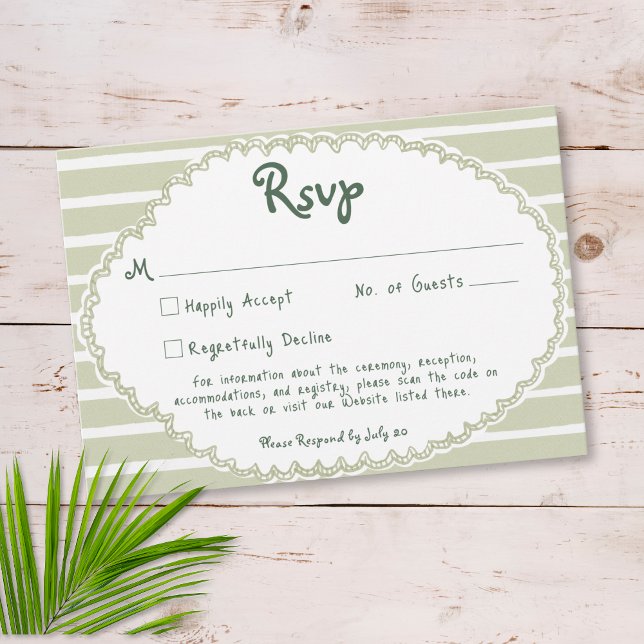 Coastal Chic Sun Palm Tree Wedding QR Code RSVP Karte (Coastal Chic Sun Palm Tree Wedding RSVP Card)