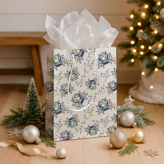 Coastal Christmas Crab Pattern Mittlere Geschenktüte (Von Creator hochgeladen)