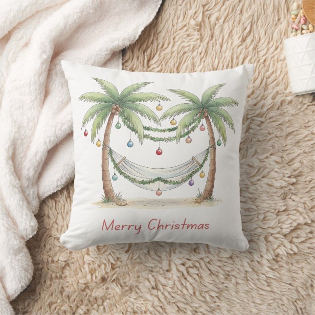 Coastal Christmas Palm Trees With Hammock Kissen (Decke)