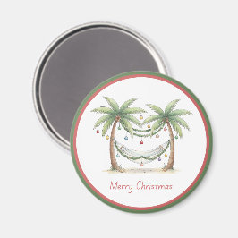Coastal Christmas Palm Trees With Hammock Magnet