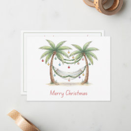 Coastal Christmas Palm Trees With Hammock Mitteilungskarte