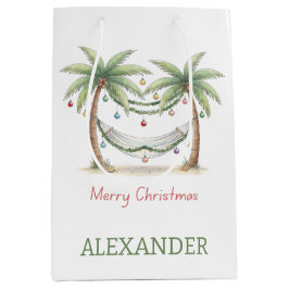 Coastal Christmas Palm Trees With Hammock Mittlere Geschenktüte