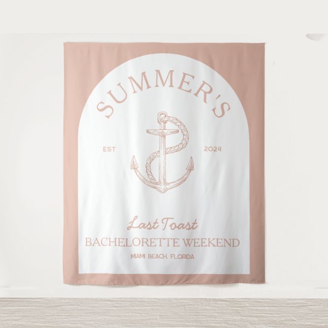 Coastal Classic Modern Boho Bachelorette Wandteppich (Vorderseite)