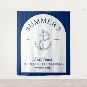 Coastal Classic Moderne Marine Blue Bachelorette Wandteppich