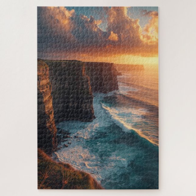 Coastal Cliff Sunset Jigsaw Puzzle (Vertikal)