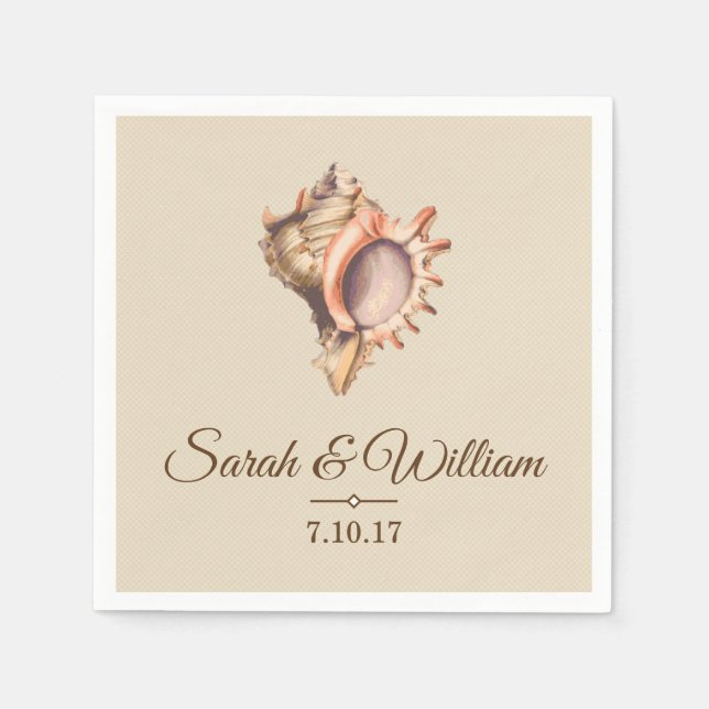 Coastal Conch Seashell | PERSONALISIERT Serviette (Vorderseite)