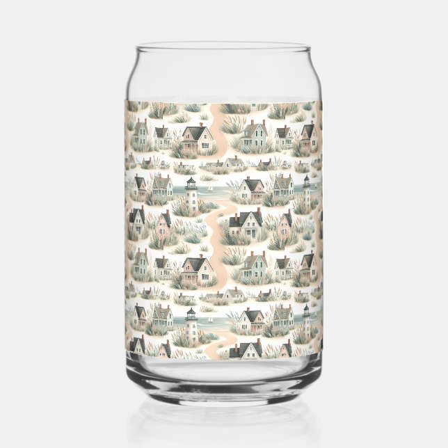 Coastal Cottage Lighthouse Pattern Dosenglas (Vorderseite)