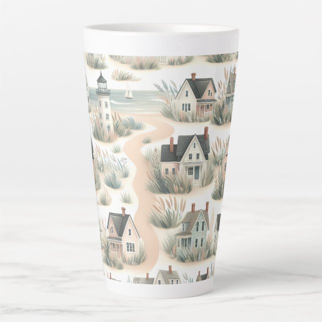 Coastal Cottage Lighthouse Pattern Milchtasse (Vorderseite)
