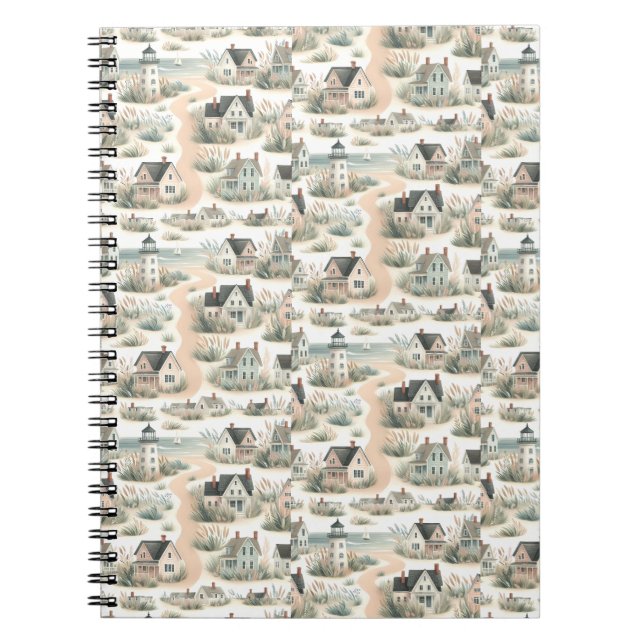 Coastal Cottage Lighthouse Pattern Notizblock (Vorderseite)