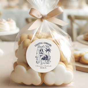 Coastal Cowgirl Beachclub Junggesellinnenabschied Runder Aufkleber