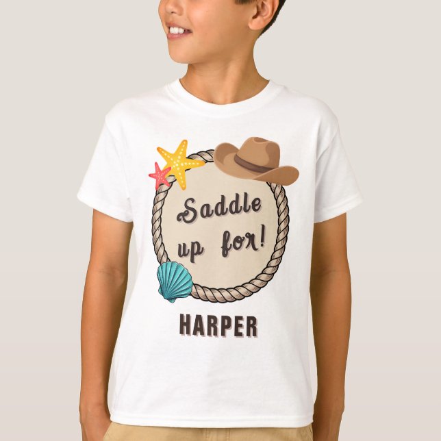 Coastal Cowgirl Saddle Up Birthday Girl  T-Shirt (Vorderseite)