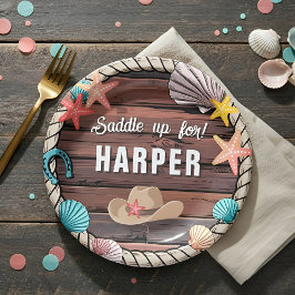 Coastal Cowgirl Western Birthday Personalized Pappteller