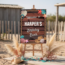 Coastal Cowgirl Western Birthday Welcome Sign  Poster