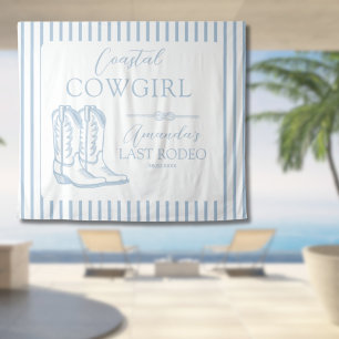 Coastal Cowgirl Western Blue Junggesellinnenabschi Wandteppich