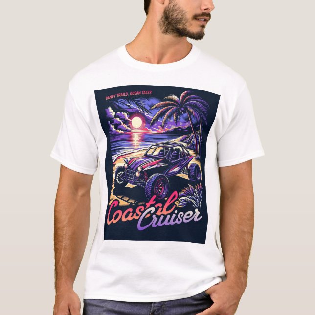 Coastal Cruiser Sunset Beach Buggy Retro Artwork T-Shirt (Vorderseite)