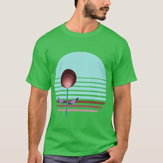 Coastal Decor Inspired Retro Bauhaus Botanicals 3  T-Shirt (Vorderseite)
