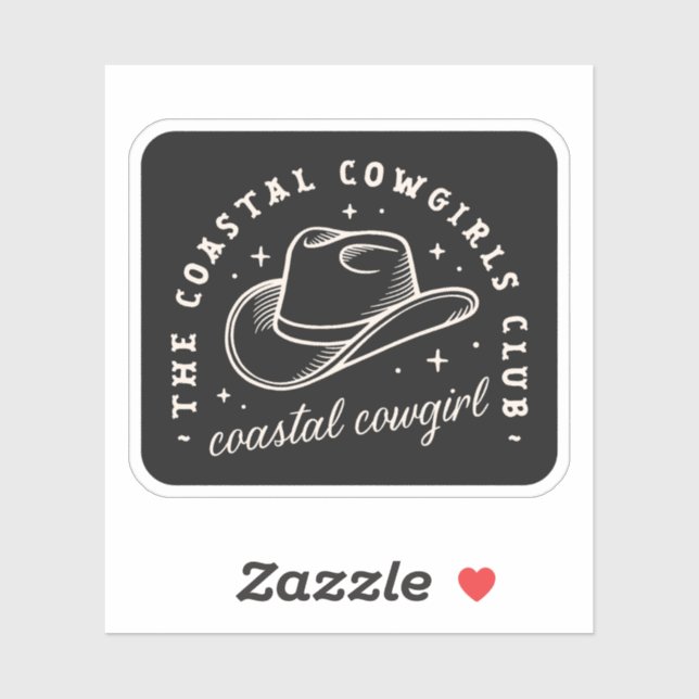 Coastal Disco Cowgirl Dunkelschwarz Western ästhet Aufkleber (Blatt)