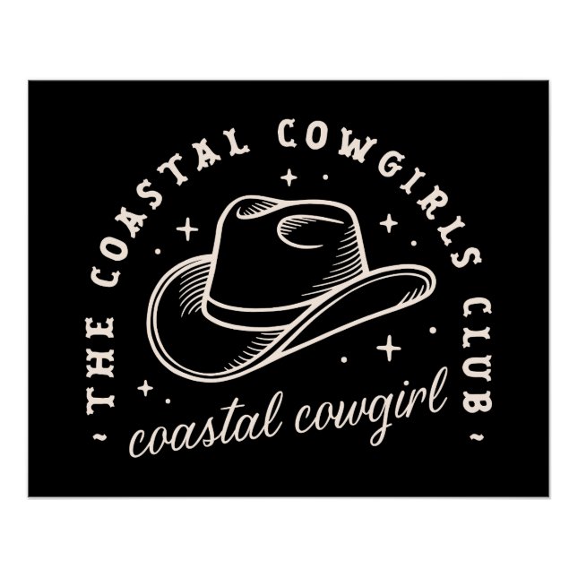 Coastal Disco kosmische Cowgirls schwarze Ästhetik Poster (Vorderseite)