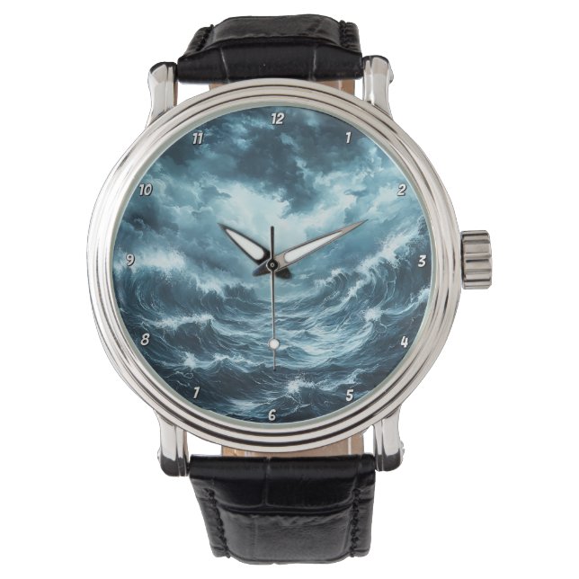 Coastal Drama" - Ocean Waves  Armbanduhr (Vorderseite)