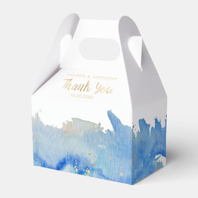 Coastal Elegance Watercolor Wave Favor Box Geschenkschachtel (Vorderseite)