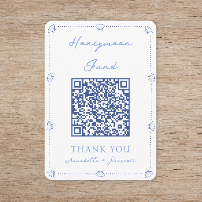 Coastal Elegant Wedding Honeymoon Fund QR Code Begleitkarte (Von Creator hochgeladen)