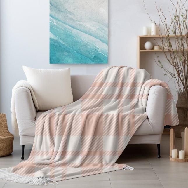 Coastal Fall Cozy Coral Kariert Fleecedecke (Von Creator hochgeladen)