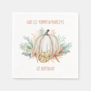 Coastal Fall Lil Pumpkin Seashells Kindergeburtsta Serviette