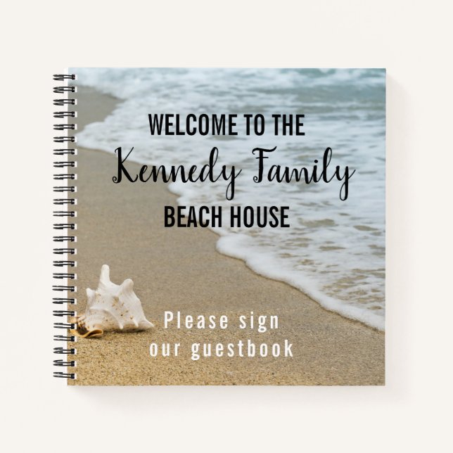 Coastal Family Beach House Welcome Guest Book Notizbuch (Vorderseite)