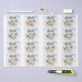 Coastal Floral Seashells in a Jar Decoupage  Seidenpapier