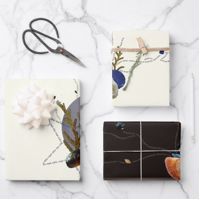 Coastal floral wabi sabi 3 Blätter Papier (Vorderseite)