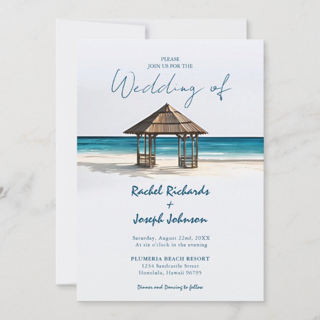 Coastal Gazebo Beach Hochzeitseinladungen Einladung (Vorderseite)