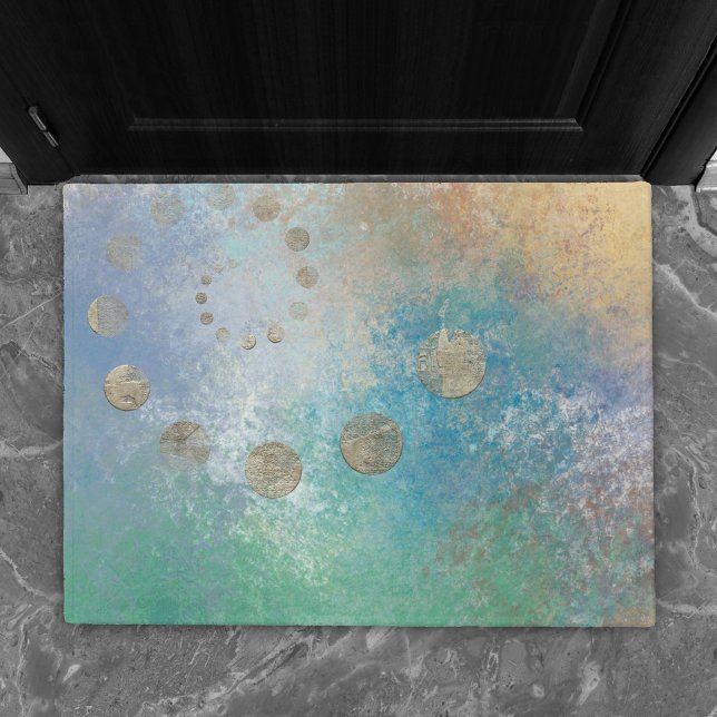 Coastal Grunge | Gold in blau und grün Fußmatte (Von Creator hochgeladen)