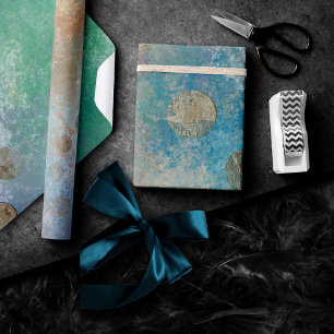 Coastal Grunge Gold in blau und grün Geschenkpapier