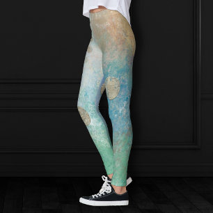 Coastal Grunge   Gold in blau und grün Leggings
