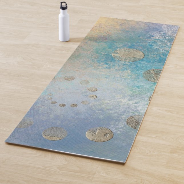 Coastal Grunge | Gold in blau und grün Yogamatte (Beispiel)