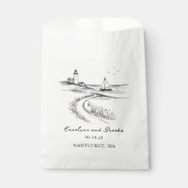 Coastal Hand Drawn Black & White Wedding Geschenktütchen
