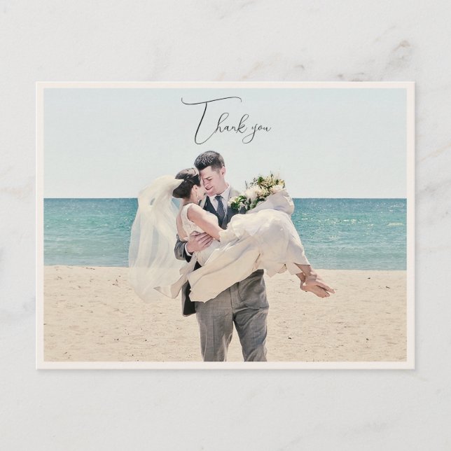 Coastal Hochzeit Foto vielen Dank Postkarte (Vorderseite)