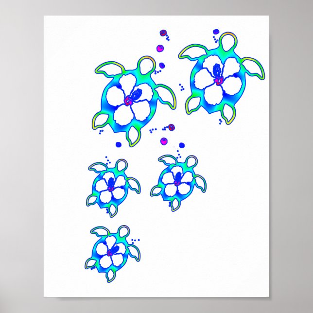 Coastal Honu Hawaiian Turtles Poster (Vorne)