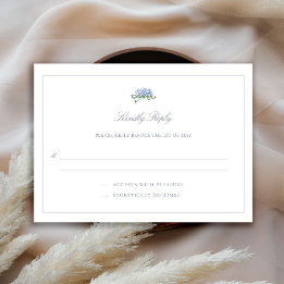 Coastal Hydrangea Formal Classic Blue Wedding RSVP Karte