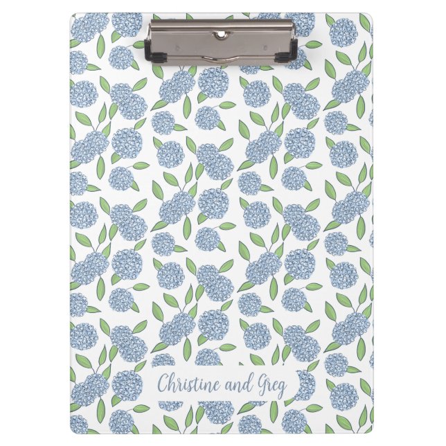 Coastal Hydrangea Hochzeitsplaner-Ordner Klemmbrett (Vorderseite)
