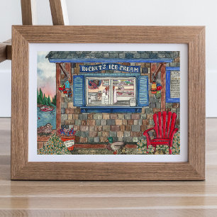 Coastal Ice Cream Shop Wasserfarben-Poster Poster