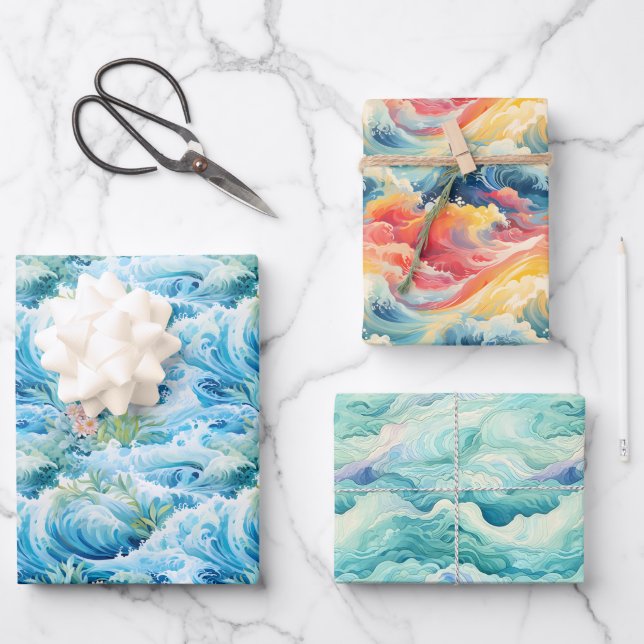 Coastal lebendige Geschenkpapier-Set von 3 Geschenkpapier Set (Vorderseite)